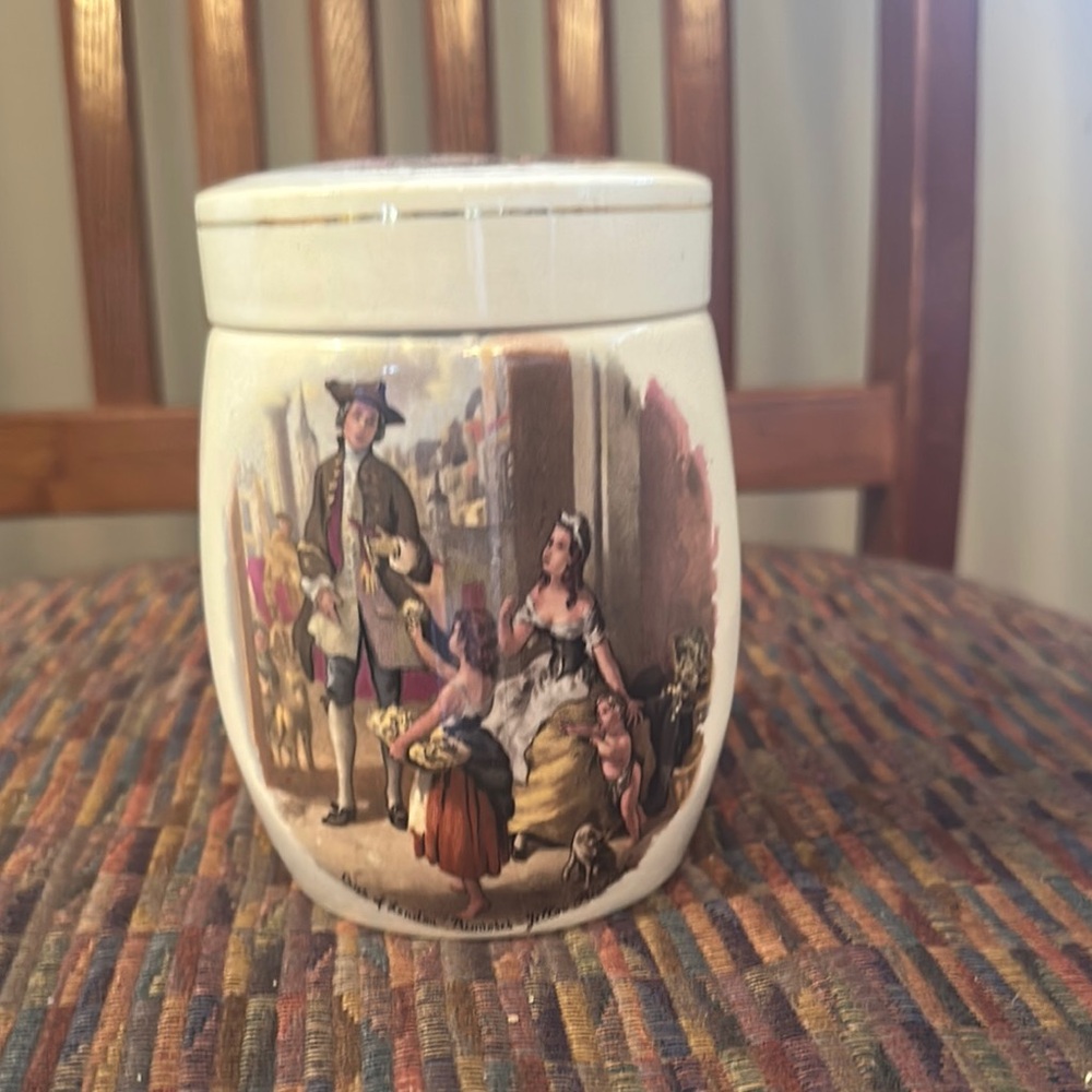 Vintage Sandland Ware Ceramic Jar with Classical Scene, made in England